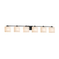 Justice Design Group Fusion Era 6 Light Matte Black Bath Bar Opal Oval Shade