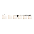 Justice Design Group Fusion Era 6 Light Matte Black Bath Bar Opal Rectangle Shade