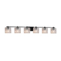 Justice Design Group Fusion Era 6 Light Matte Black Bath Bar Seeded Oval Shade