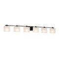 Justice Design Group Fusion Era 6 Light Matte Black Bath Bar Weave Rectangle Shade
