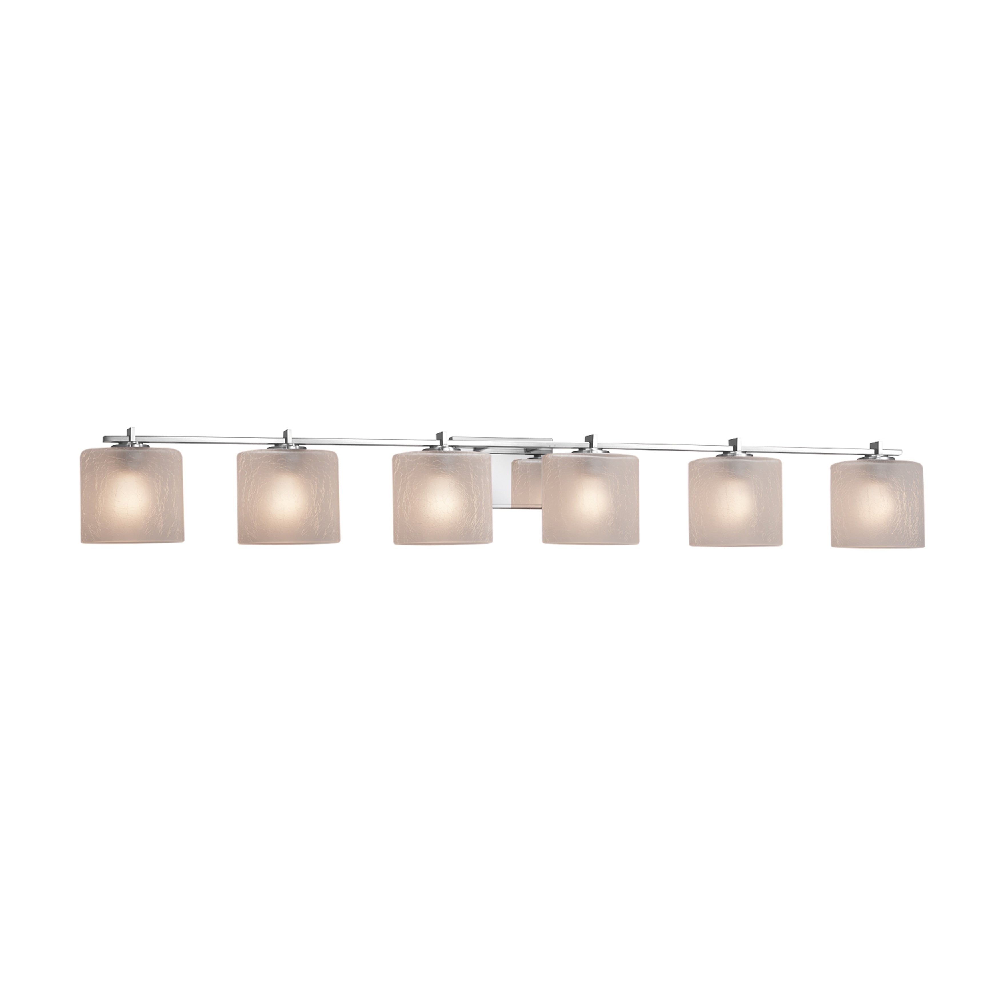 Justice Design Group Fusion Era 6 Light Polished Chrome Bath Bar Frosted Crackle Oval Shade