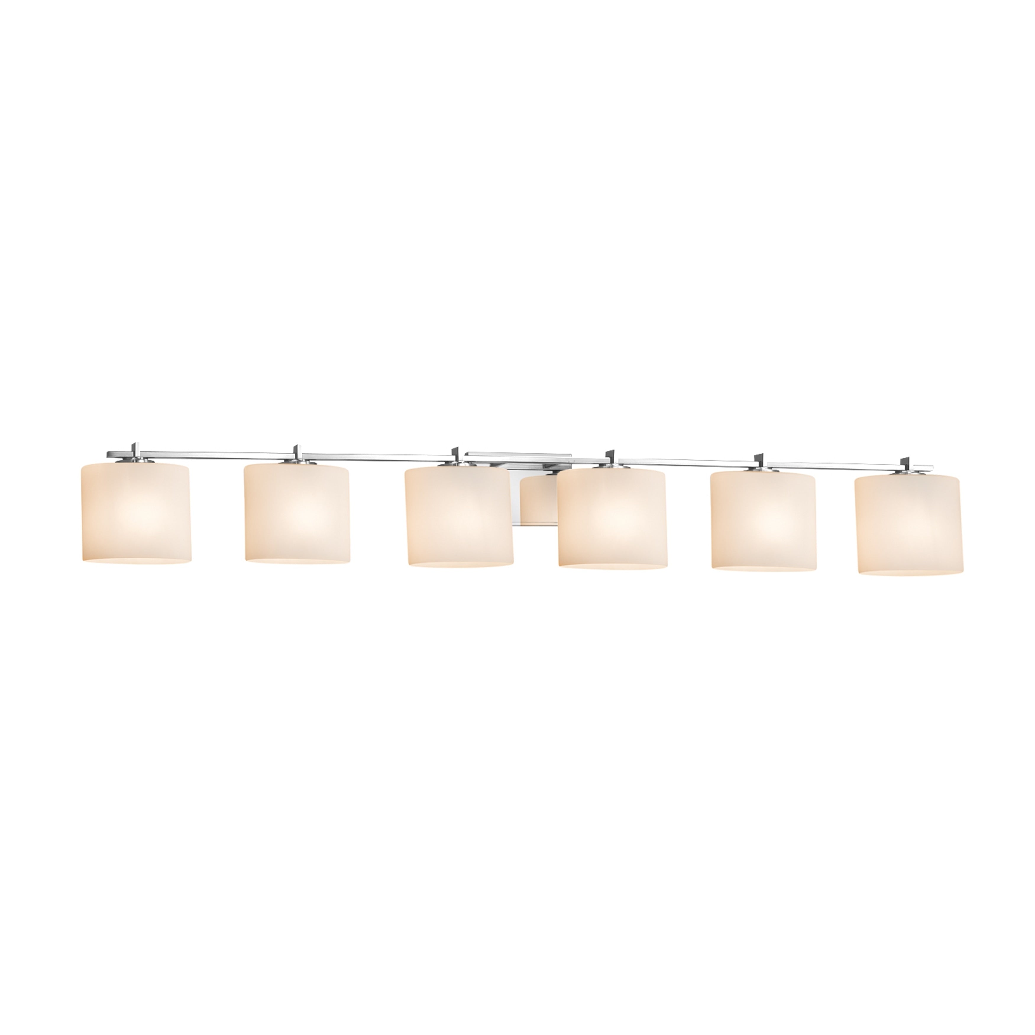 Justice Design Group Fusion Era 6 Light Polished Chrome Bath Bar Opal Oval Shade