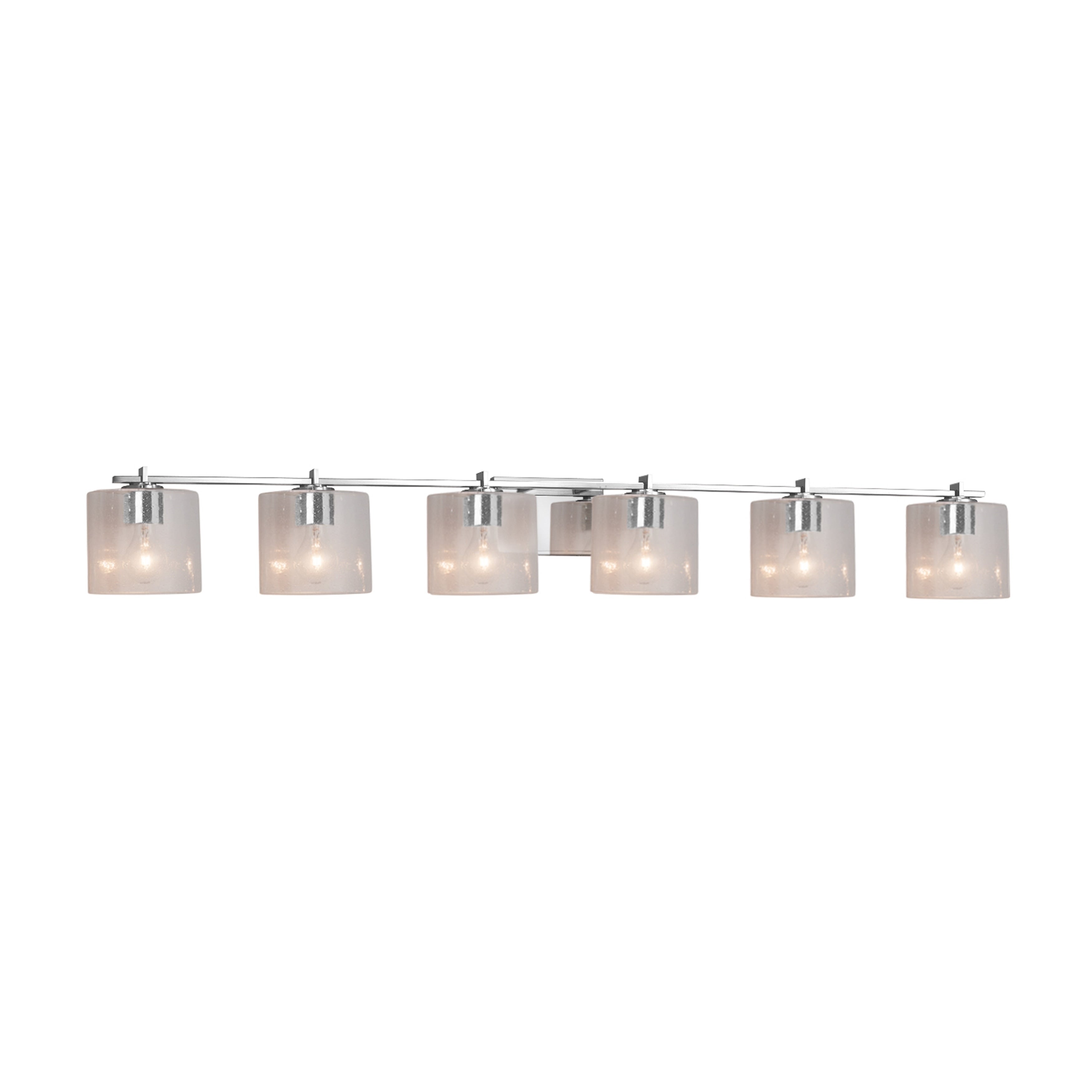 Justice Design Group Fusion Era 6 Light Polished Chrome Bath Bar Seeded Oval Shade