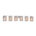 Justice Design Group Fusion Era 6 Light Polished Chrome Bath Bar Seeded Square W Flat Rim Shade