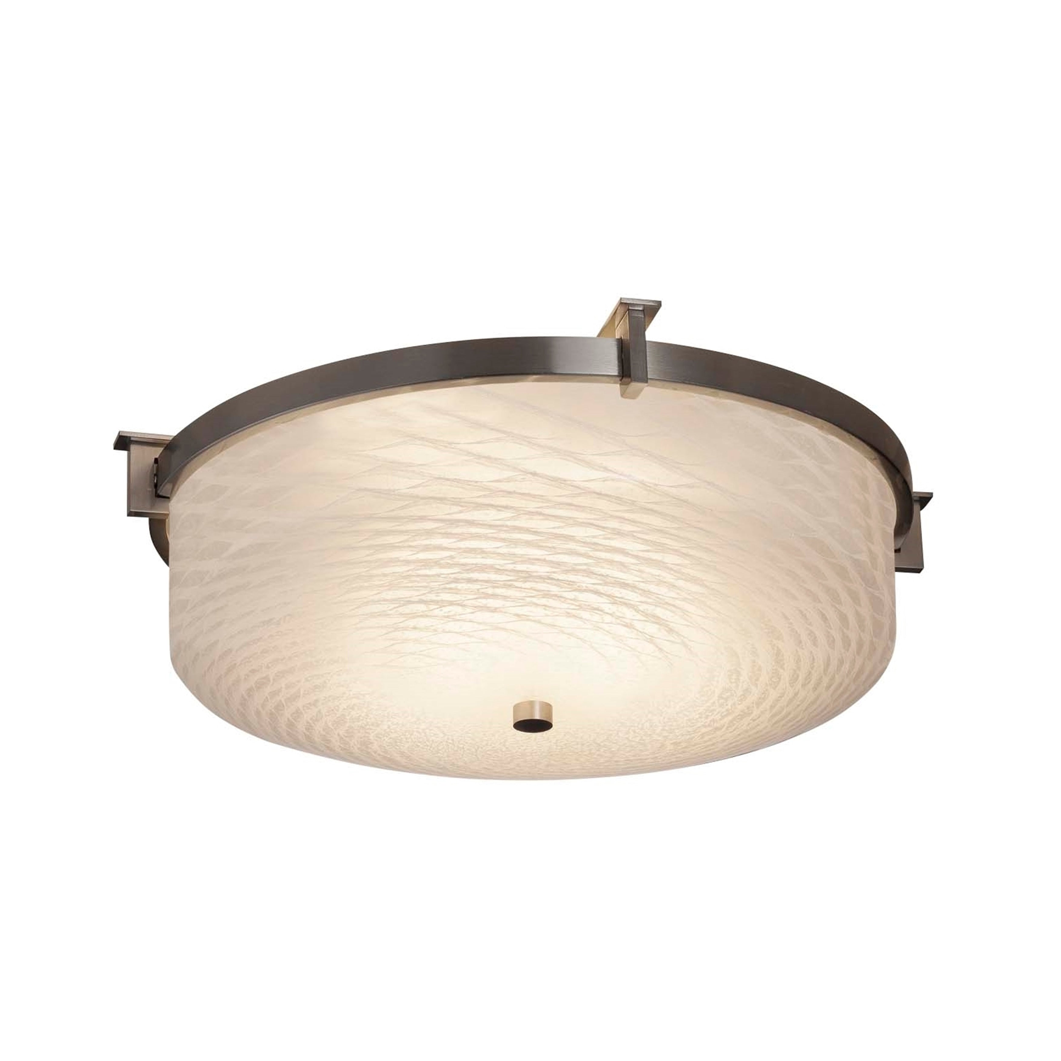 Justice Design Group Fusion Era Brushed Nickel 14 Inch Round Flush Mount Weave Shade