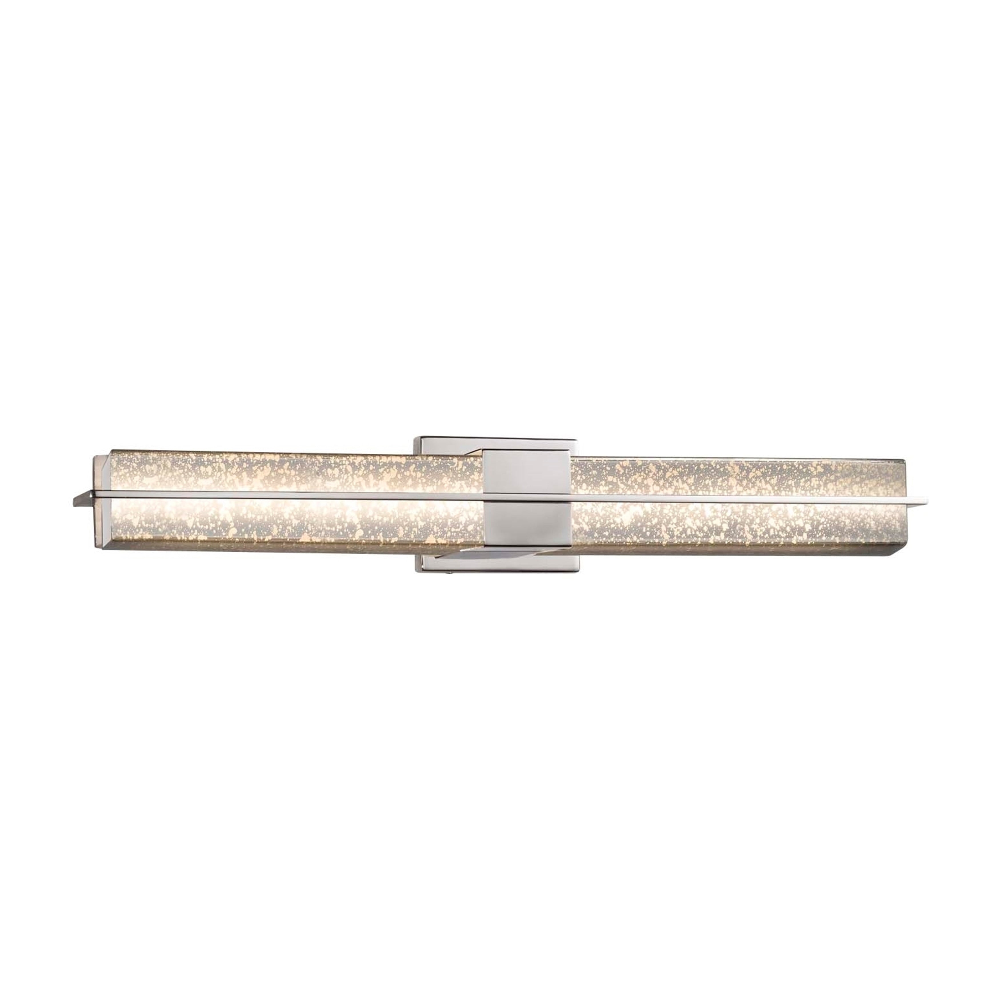 Justice Design Group Fusion Era Polished Chrome 30 Inch Led Linear Wall Bath Light Mercury Glass Shade