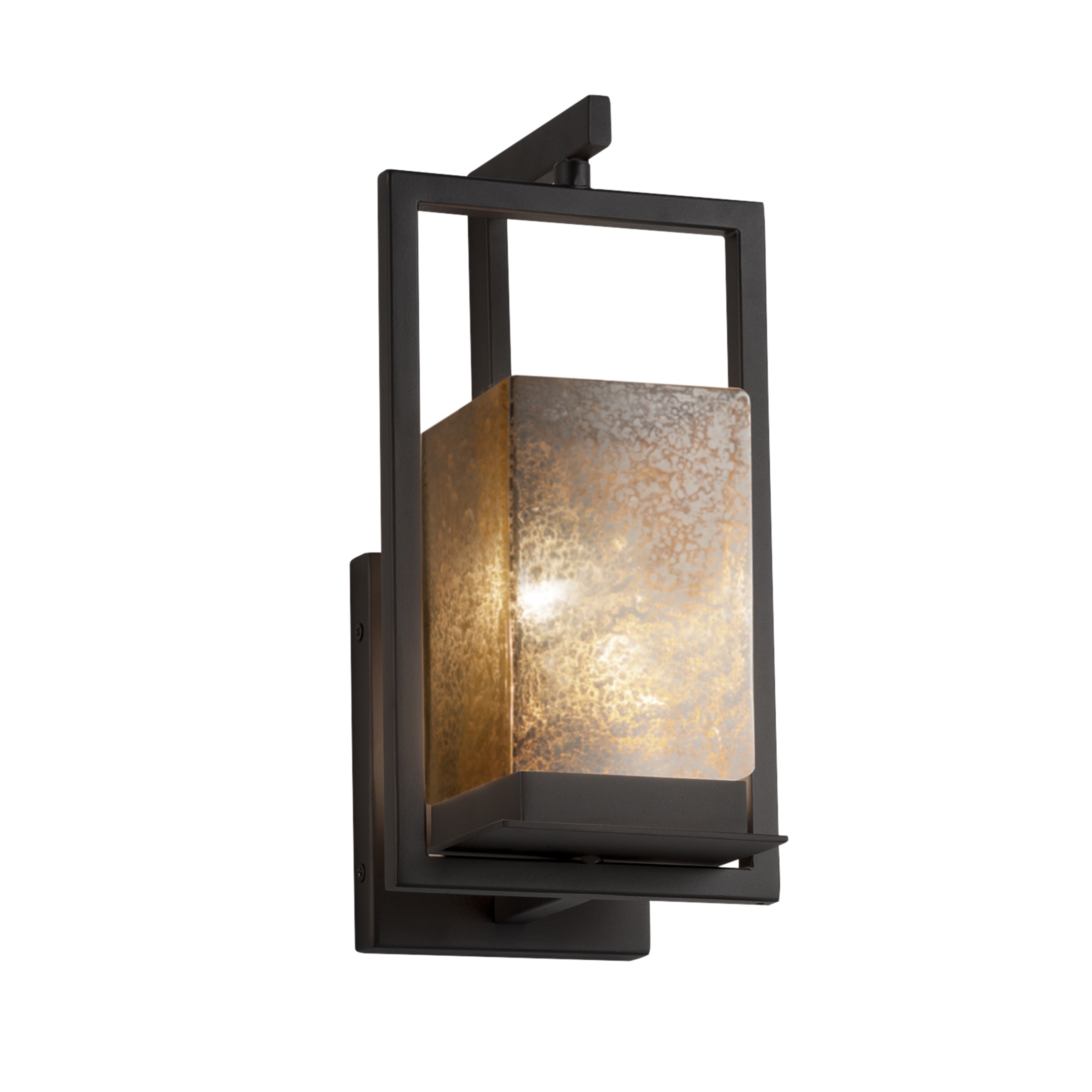 Justice Design Group Fusion Laguna 1 Light Matte Black Led Outdoor Wall Sconce Mercury Glass Shade