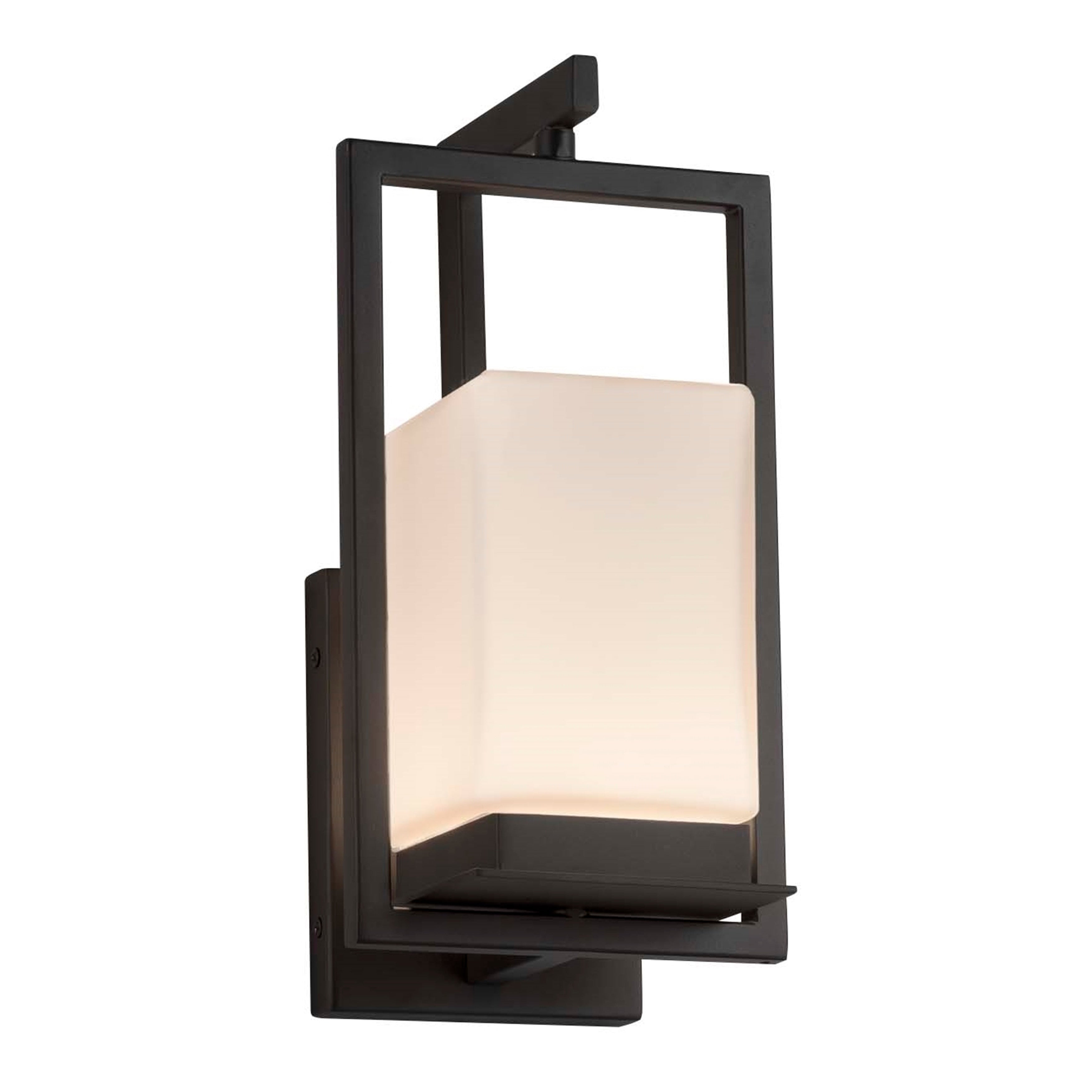 Justice Design Group Fusion Laguna 1 Light Matte Black Led Outdoor Wall Sconce Opal Shade