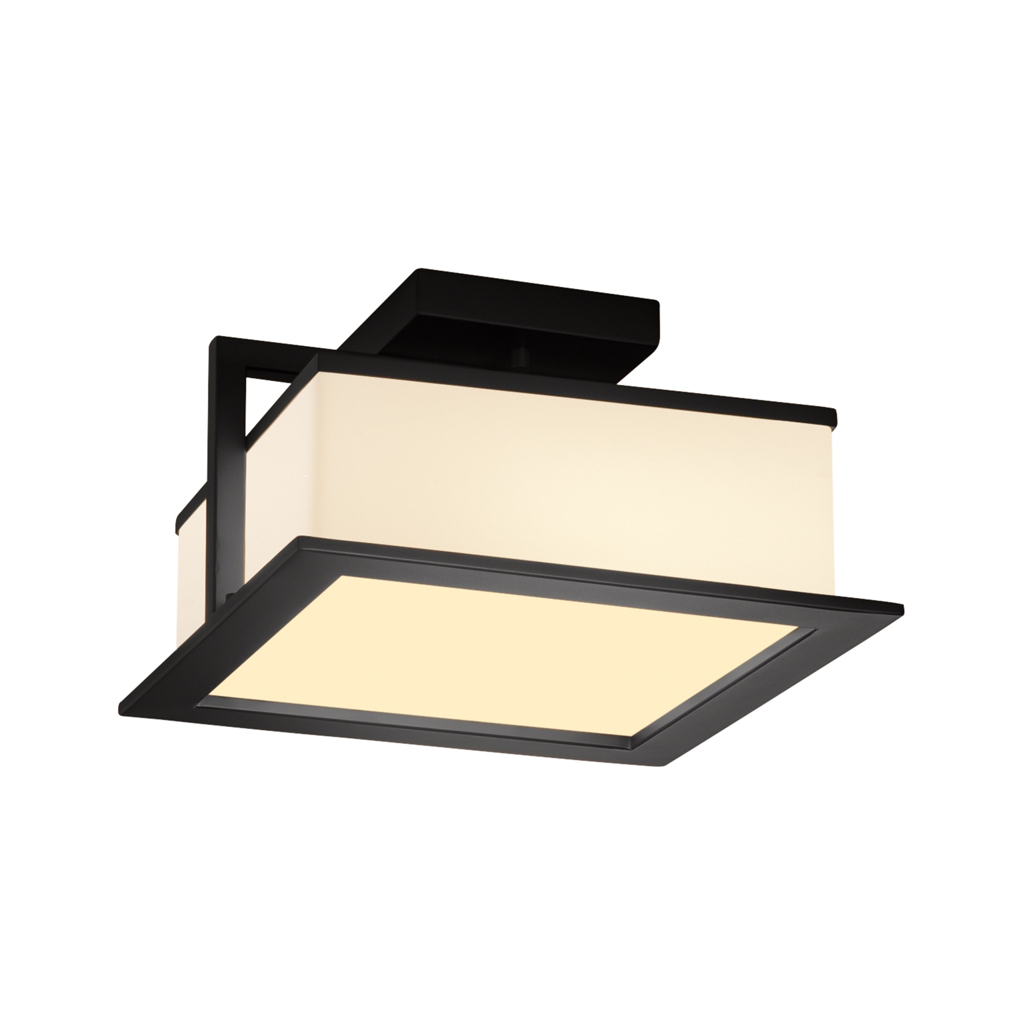 Justice Design Group Fusion Laguna 12 Inch Matte Black Led Outdoor Flush Mount Opal Shade