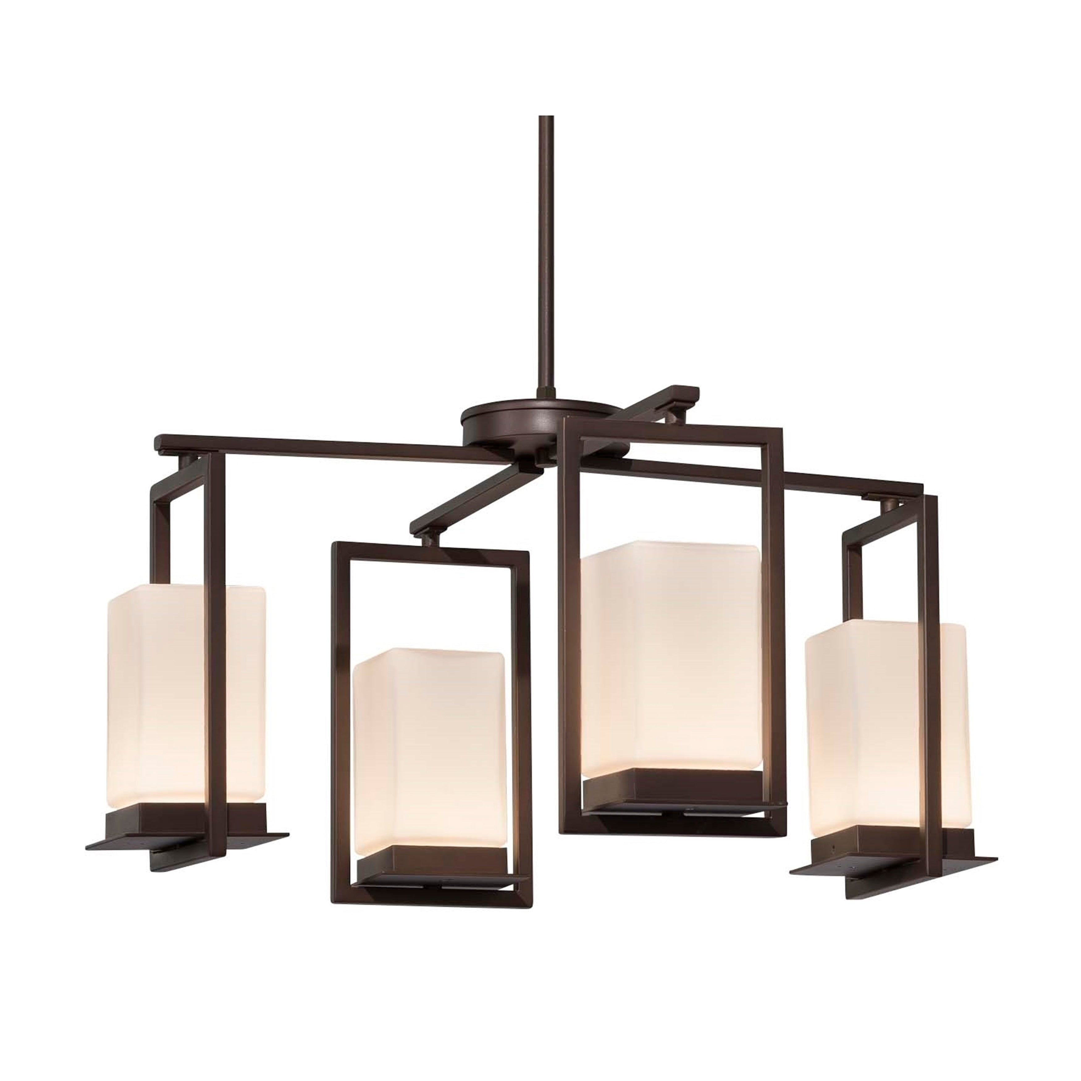 Justice Design Group Fusion Laguna 4 Light Dark Bronze Led Outdoor Chandelier Opal Shade