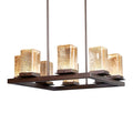 Justice Design Group Fusion Laguna 8 Light Dark Bronze Led Outdoor Chandelier Mercury Glass Shade