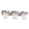 Justice Design Group Fusion Metropolis 3 Light Polished Chrome Bath Bar Opal Square Flat Rim Shade