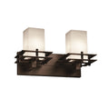 Justice Design Group Fusion Metropolis 2 Light Dark Bronze Bath Bar Weave Square Flat Rim Shade