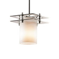 Justice Design Group Fusion Metropolis 1 Light Polished Chrome Pendant Opal Cylinder Flat Rim Shade