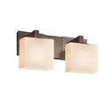 Justice Design Group Fusion Modular 2 Light Dark Bronze Bath Bar Opal Rectangle Shade
