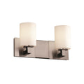 Justice Design Group Fusion Modular 2 Light Brushed Nickel Bath Bar Opal Cylinder Flat Rim Shade
