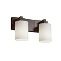 Justice Design Group Fusion Modular 2 Light Dark Bronze Bath Bar Opal Cylinder Flat Rim Shade