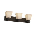 Justice Design Group Fusion Modular 3 Light Dark Bronze Bath Bar Opal Square Flared Shade