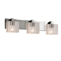 Justice Design Group Fusion Modular 3 Light Brushed Nickel Bath Bar Seeded Rectangle Shade
