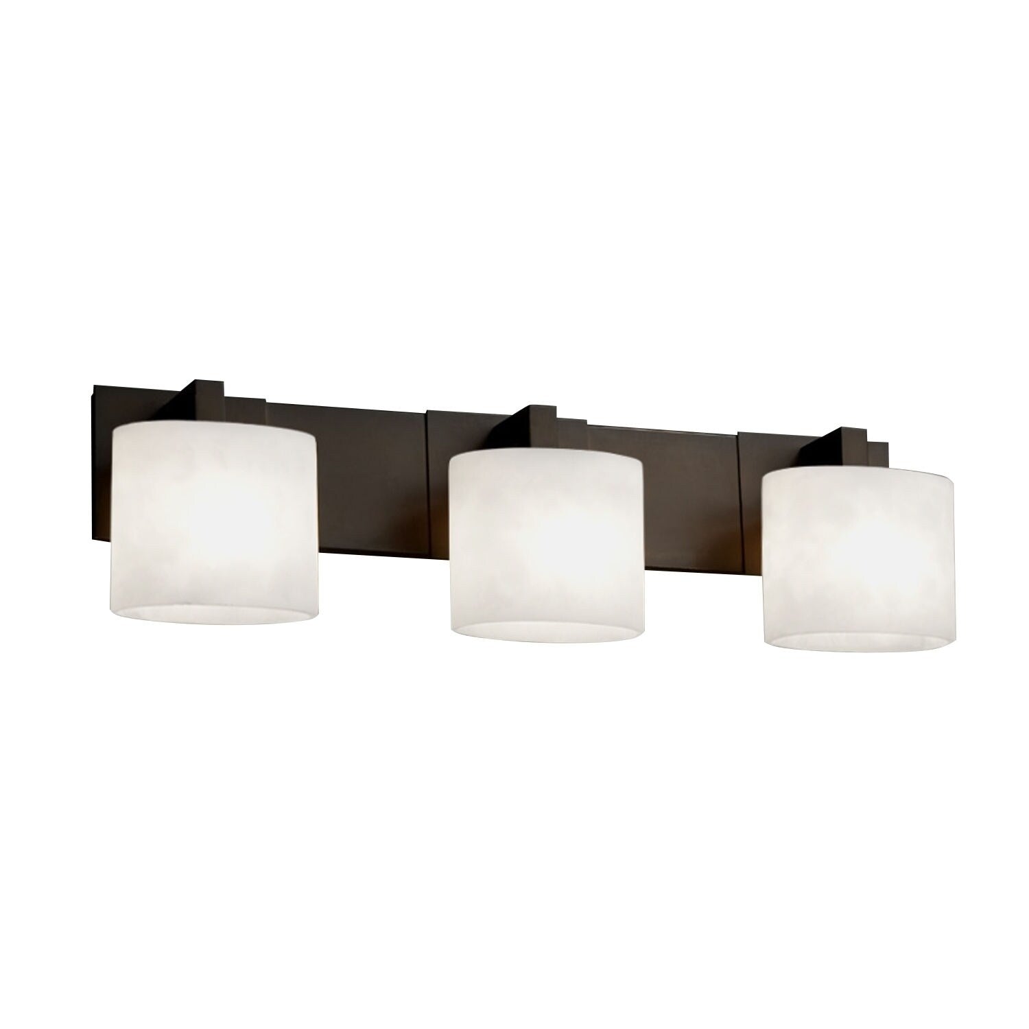Justice Design Group Fusion Modular 3 Light Dark Bronze Bath Bar Opal Oval Shade