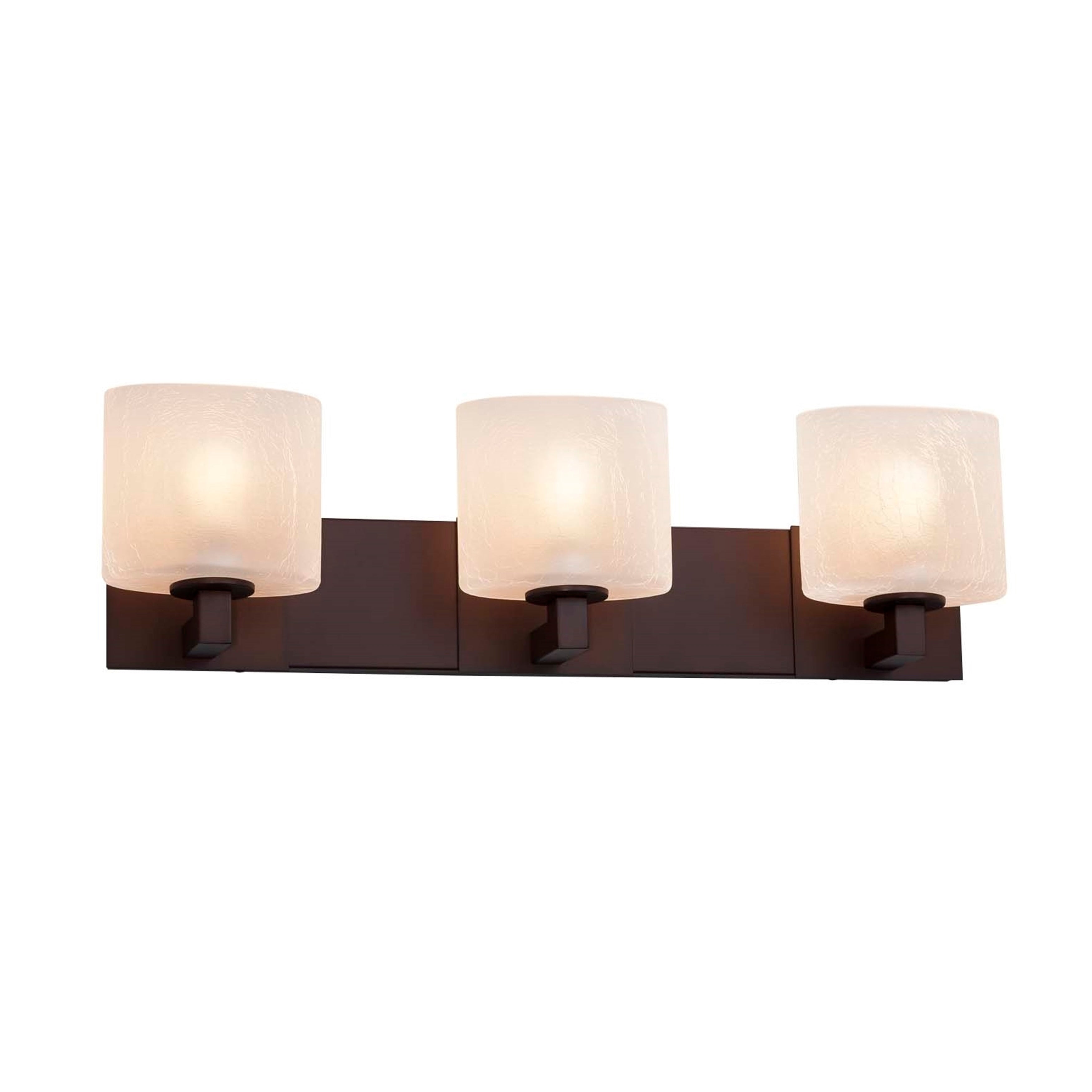 Justice Design Group Fusion Modular 3 Light Dark Bronze Bath Bar Frosted Crackle Oval Shade