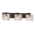 Justice Design Group Fusion Modular 3 Light Dark Bronze Bath Bar Seeded Rectangle Shade