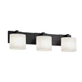 Justice Design Group Fusion Modular 3 Light Matte Black Bath Bar Opal Oval Shade