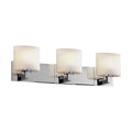 Justice Design Group Fusion Modular 3 Light Polished Chrome Bath Bar Opal Oval Shade