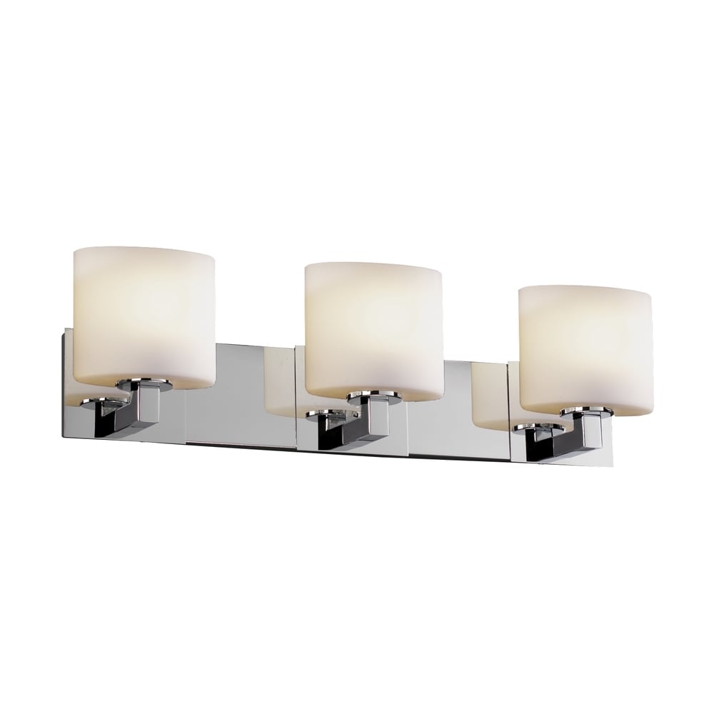 Justice Design Group Fusion Modular 3 Light Polished Chrome Bath Bar Opal Oval Shade