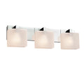 Justice Design Group Fusion Modular 3 Light Polished Chrome Bath Bar Frosted Crackle Rectangle Shade