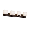 Justice Design Group Fusion Modular 4 Light Dark Bronze Bath Bar Opal Rectangle Shade
