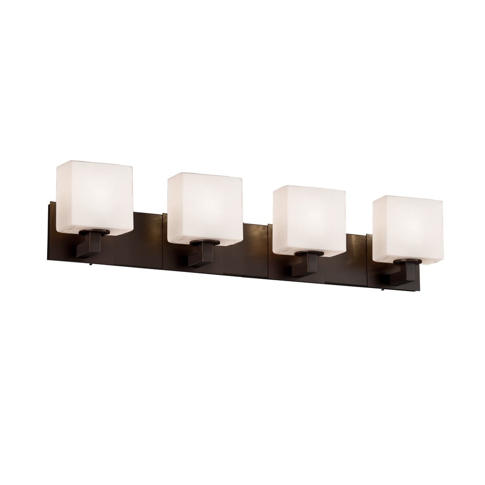 Justice Design Group Fusion Modular 4 Light Dark Bronze Bath Bar Opal Rectangle Shade