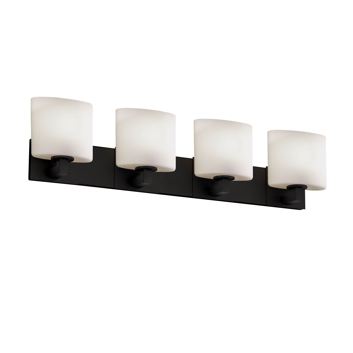 Justice Design Group Fusion Modular 4 Light Matte Black Bath Bar Opal Oval Shade