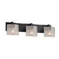 Justice Design Group Fusion Modular 4 Light Matte Black Bath Bar Seeded Oval Shade