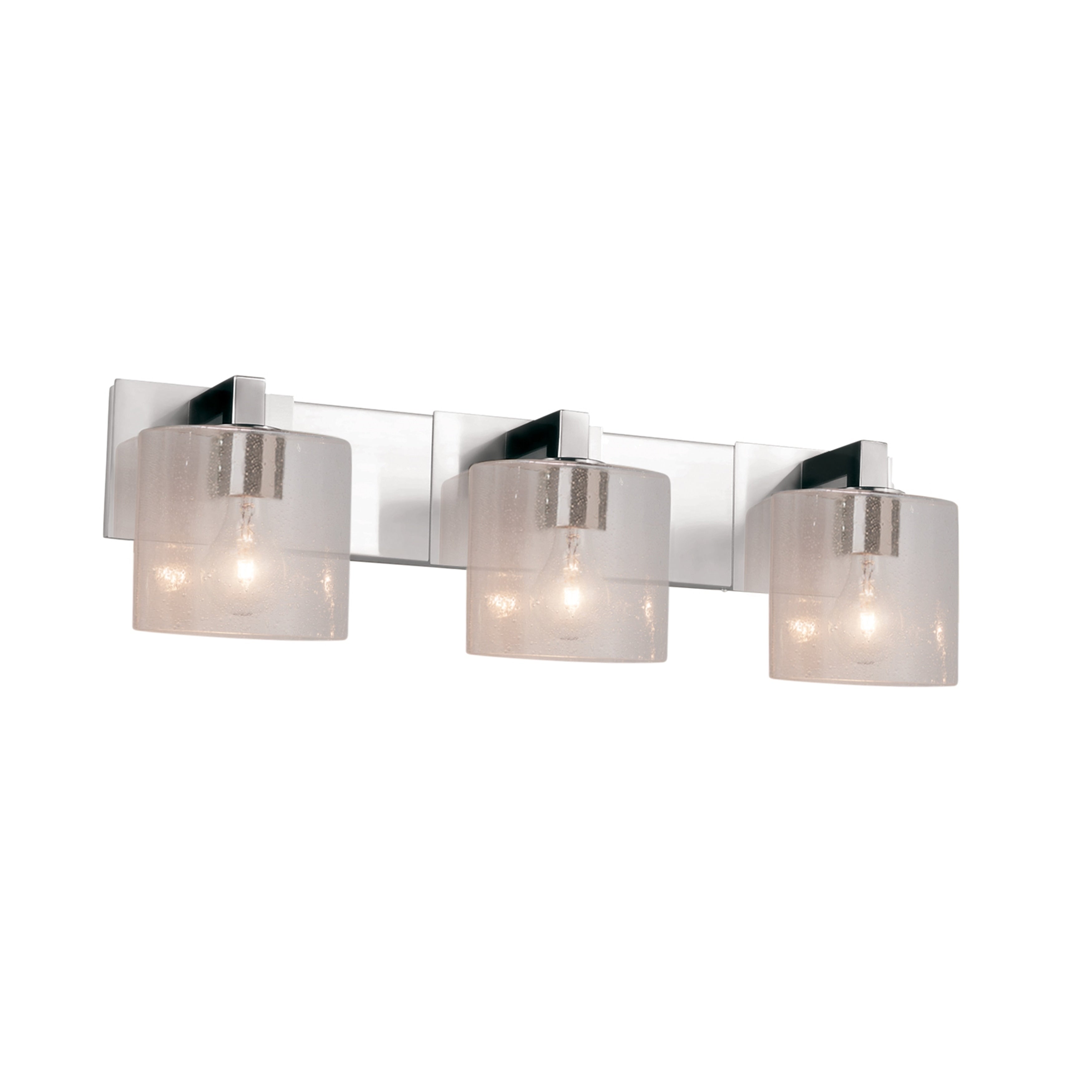 Justice Design Group Fusion Modular 4 Light Polished Chrome Bath Bar Seeded Oval Shade