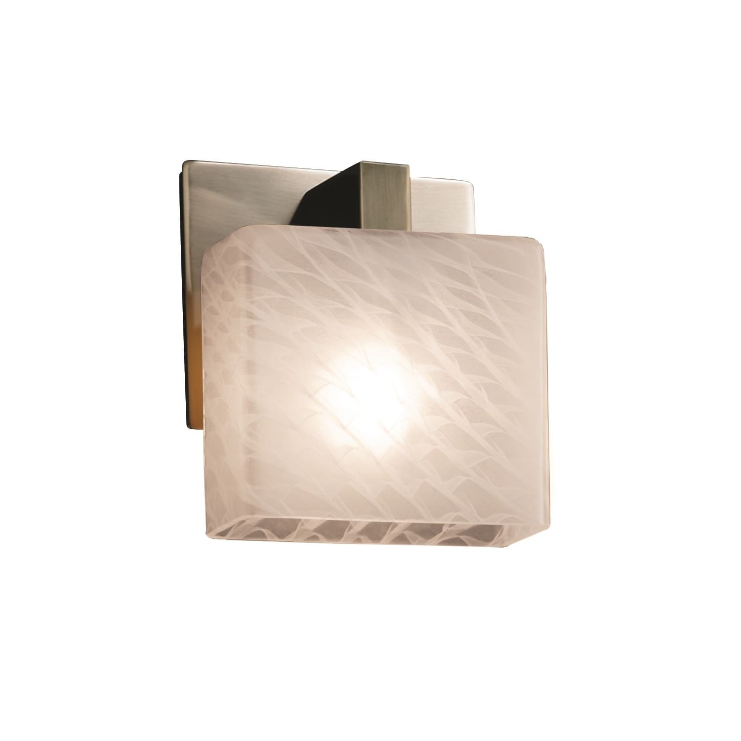 Justice Design Group Fusion Modular 1 Light Brushed Nickel Ada Wall Sconce Weave Rectangle Shade