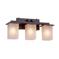Justice Design Group Fusion Montana 3 Light Dark Bronze Bath Bar Frosted Crackle Square W Flat Rim Shade