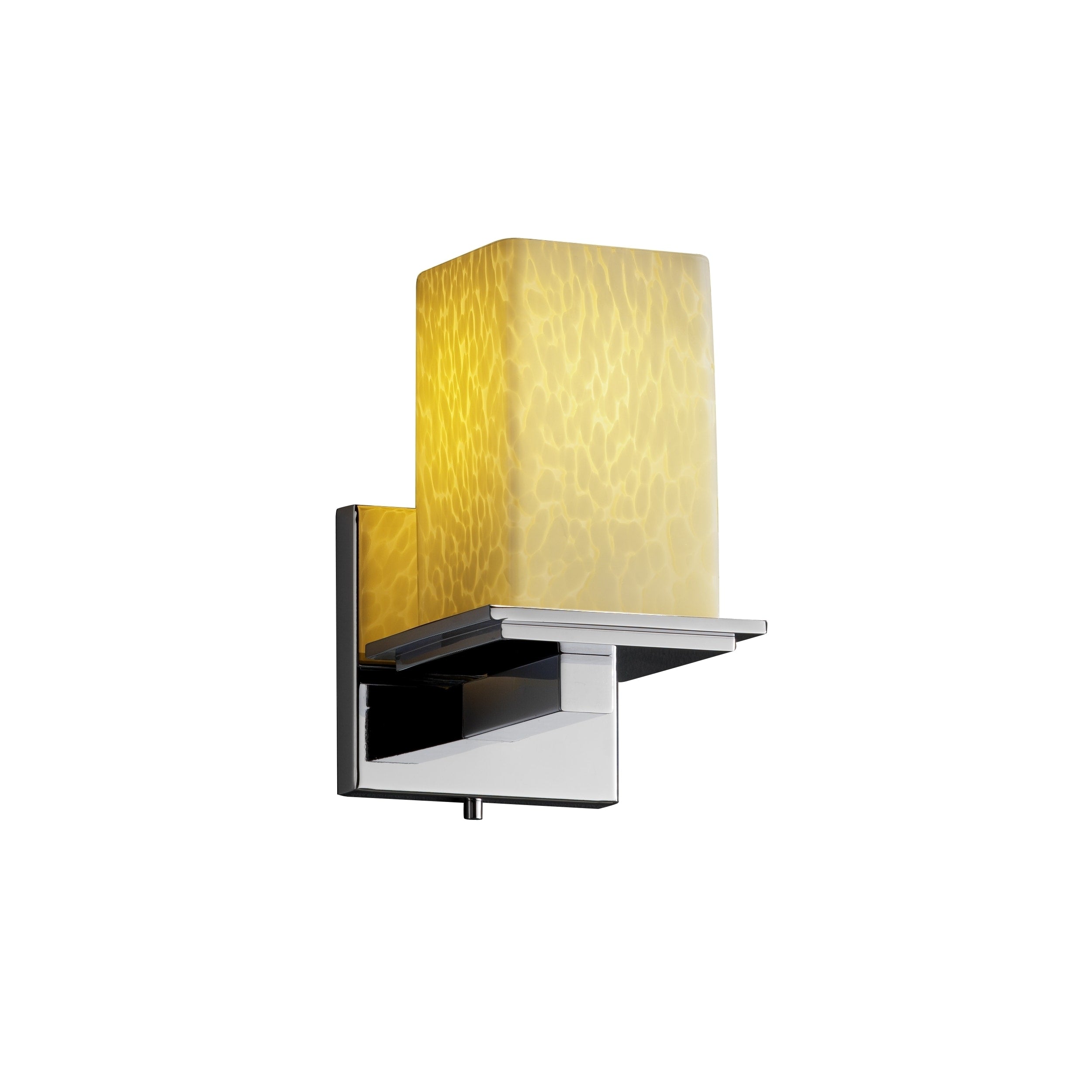 Justice Design Group Fusion Montana 1 Light Polished Chrome Wall Sconce Droplet Square Flat Rim Shade