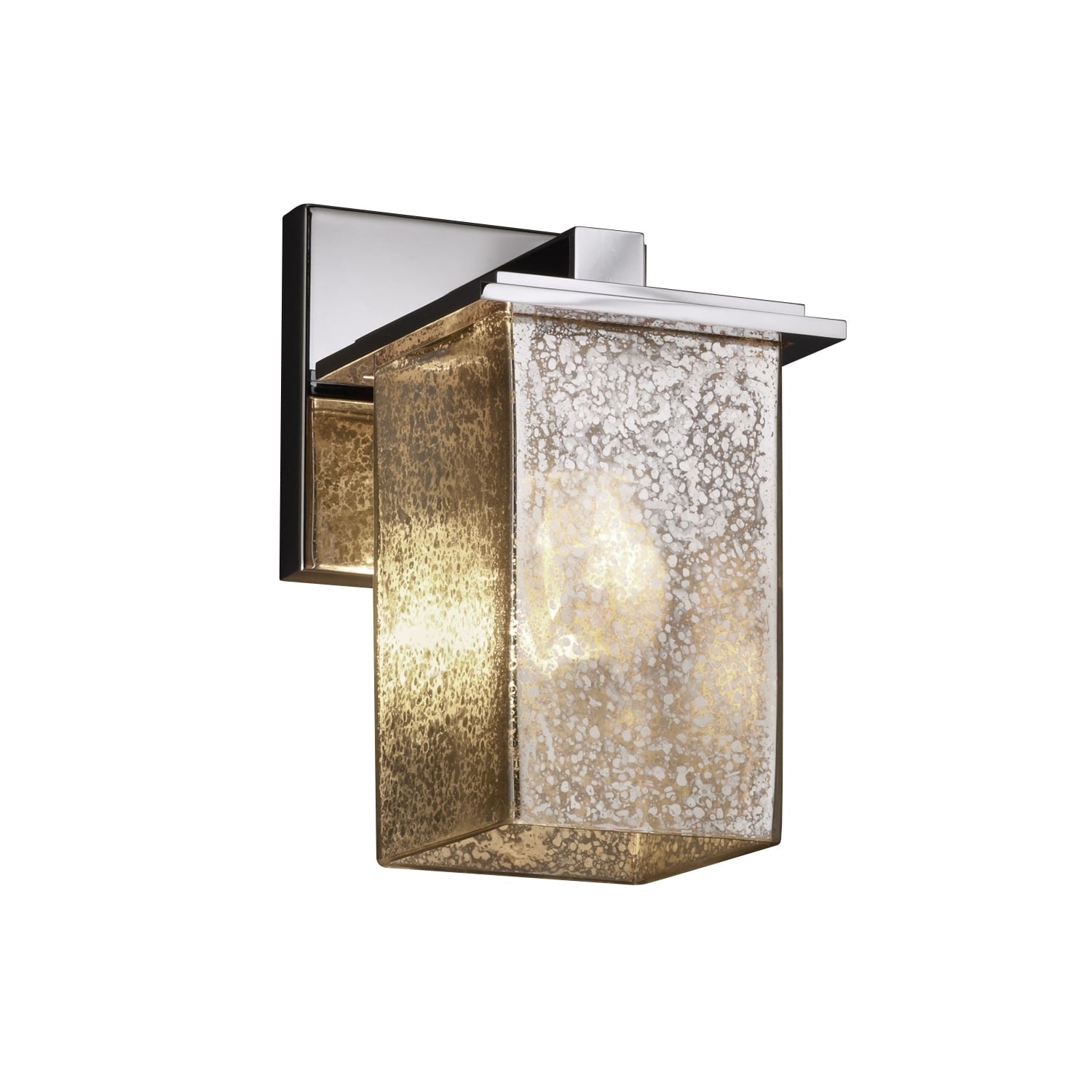 Justice Design Group Fusion Montana 1 Light Polished Chrome Wall Sconce Mercury Square Flat Rim Shade