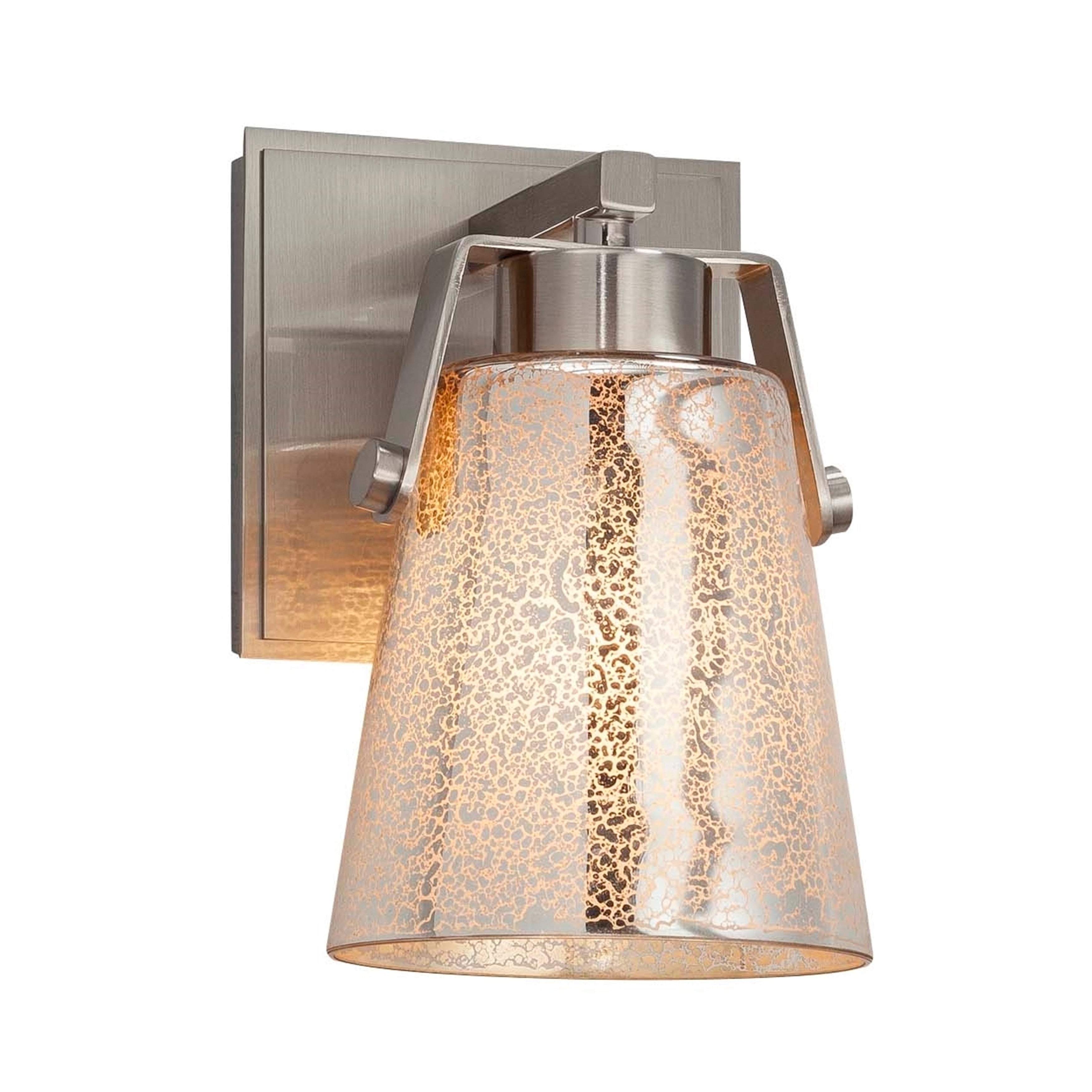 Justice Design Group Fusion Nexus 1 Light Brushed Nickel Wall Sconce Mercury Glass Shade