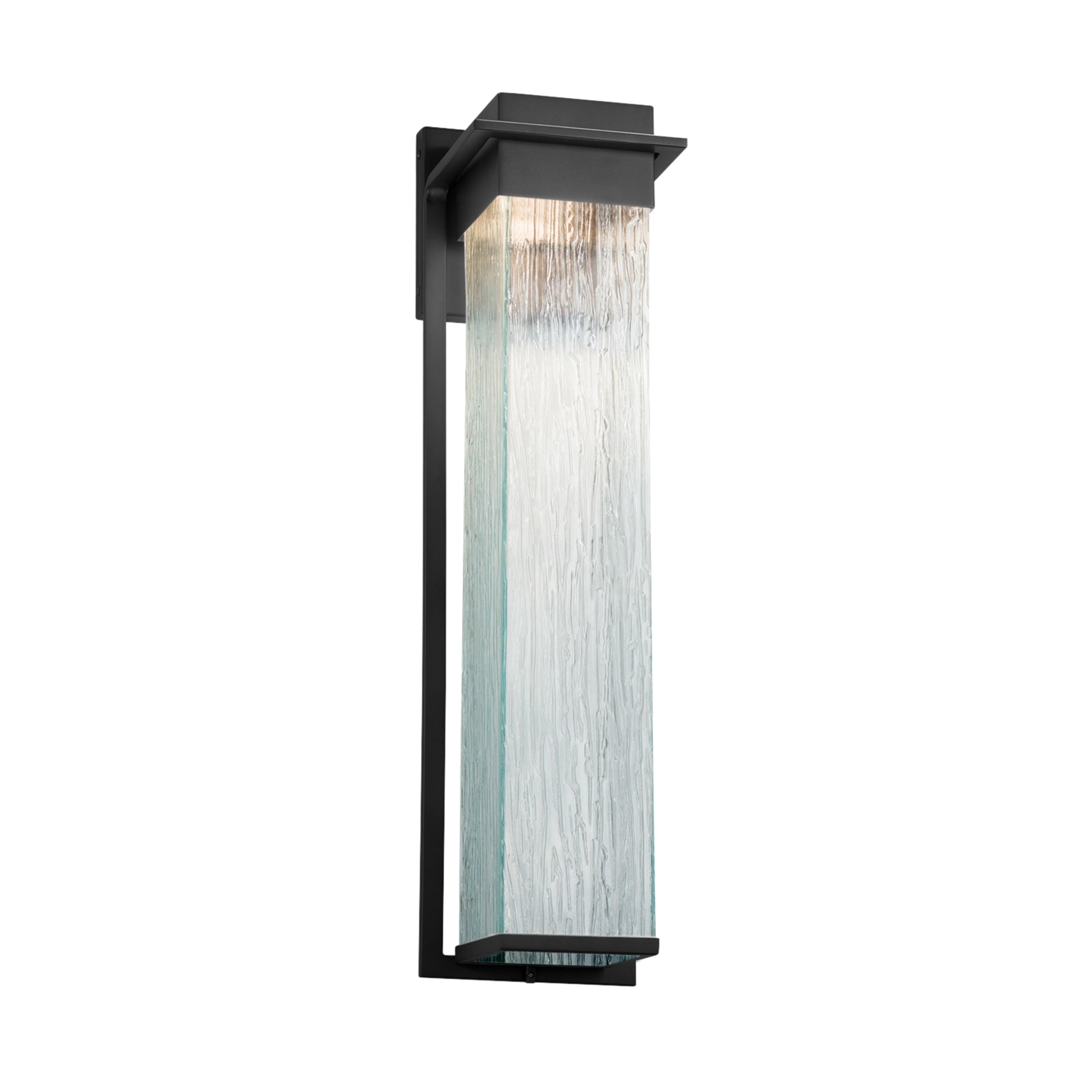 Justice Design Group Fusion Pacific 24 Inch Matte Black Led Outdoor Wall Sconce Rain Shade