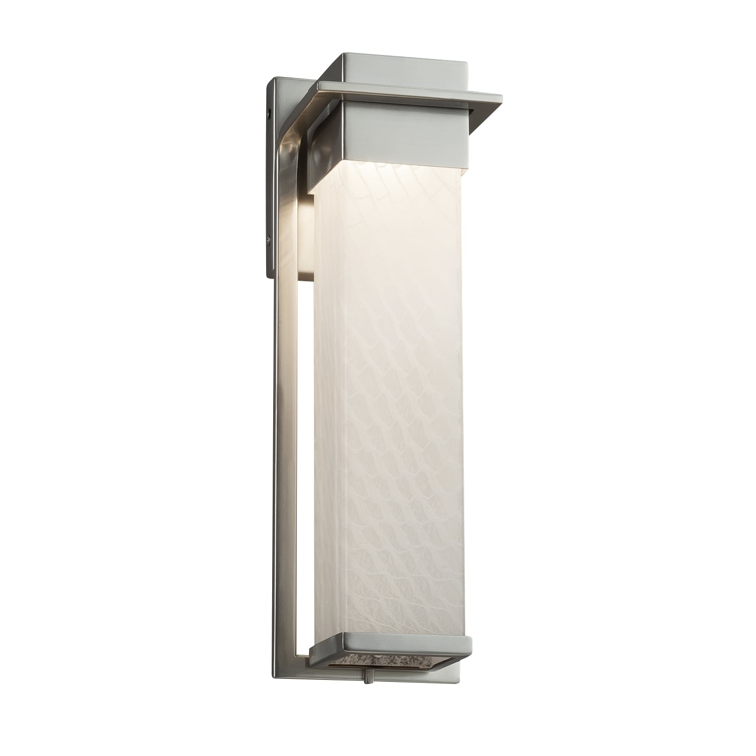 Justice Design Group Fusion Pacific Brushed Nickel Outdoor Wall Sconce Weave Shade