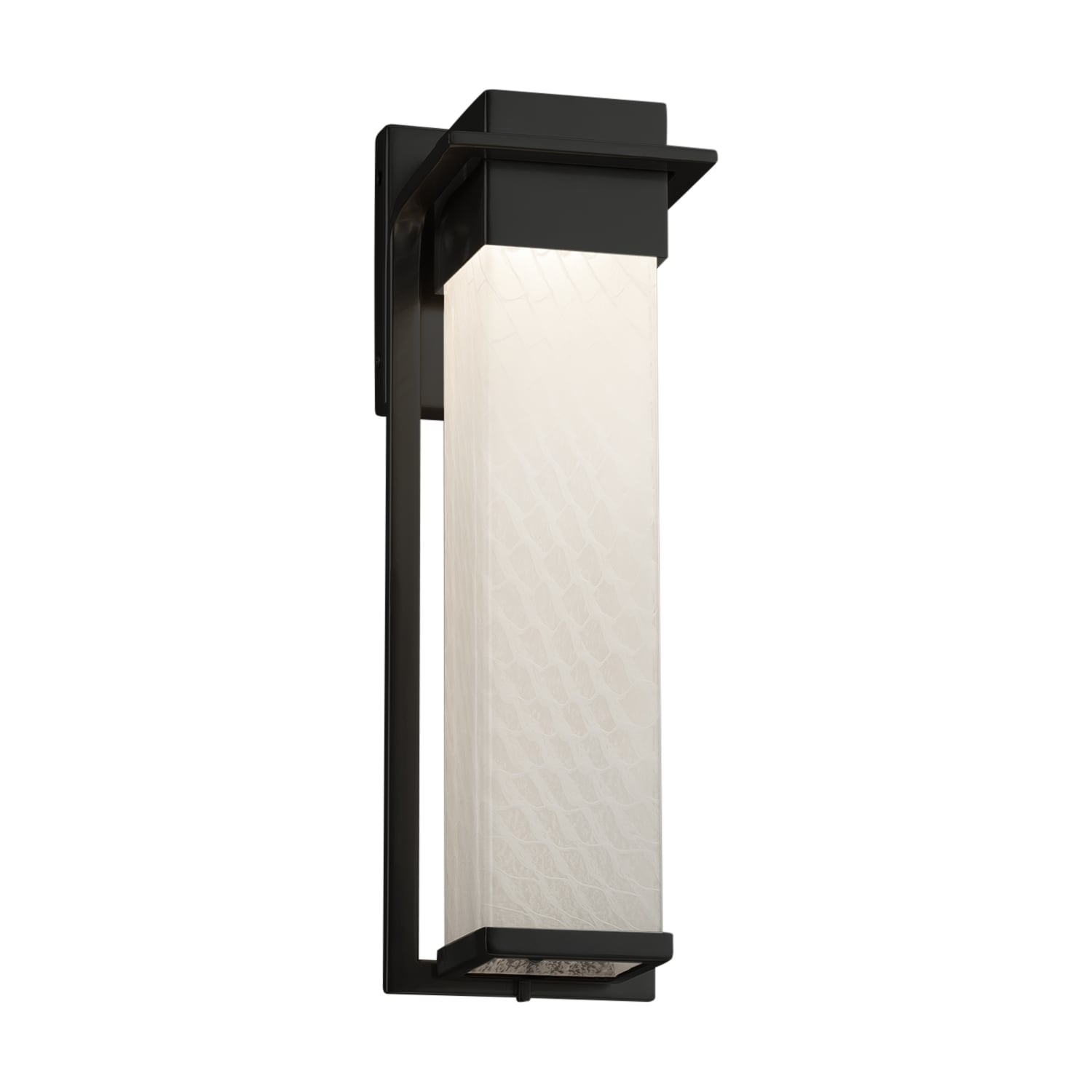 Justice Design Group Fusion Pacific Matte Black Outdoor Wall Sconce Weave Shade