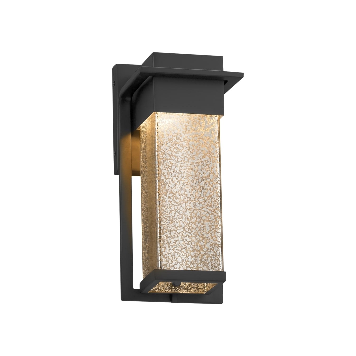 Justice Design Group Fusion Pacific Matte Black Small Outdoor Wall Sconce Mercury Shade