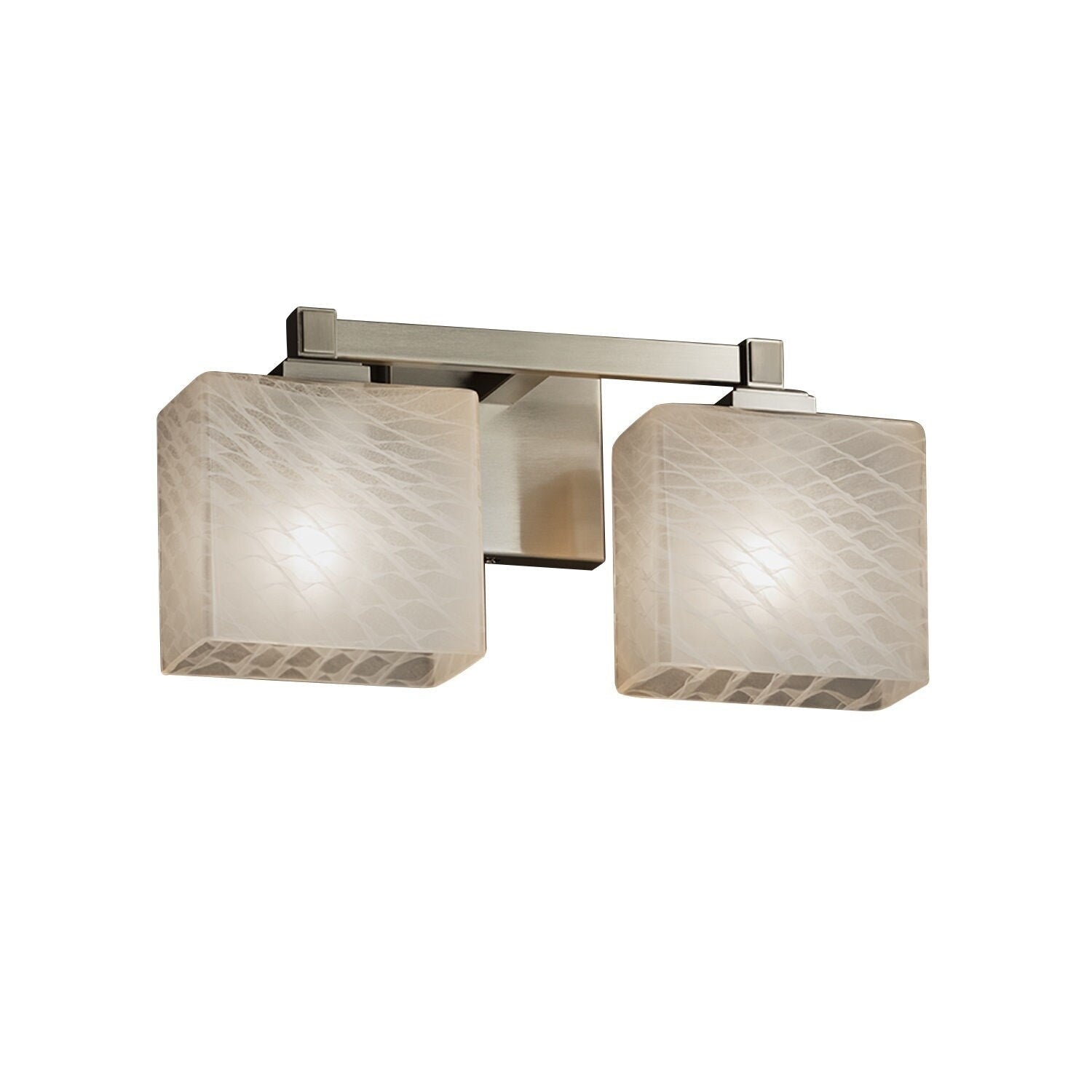 Justice Design Group Fusion Regency 2 Light Brushed Nickel Bath Bar Weave Rectangle Shade