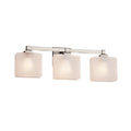 Justice Design Group Fusion Regency 3 Light Brushed Nickel Bath Bar Frosted Crackle Rectangle Shade