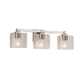 Justice Design Group Fusion Regency 3 Light Brushed Nickel Bath Bar Seeded Rectangle Shade
