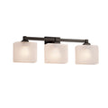 Justice Design Group Fusion Regency 3 Light Dark Bronze Bath Bar Frosted Crackle Rectangle Shade