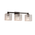 Justice Design Group Fusion Regency 3 Light Dark Bronze Bath Bar Seeded Rectangle Shade