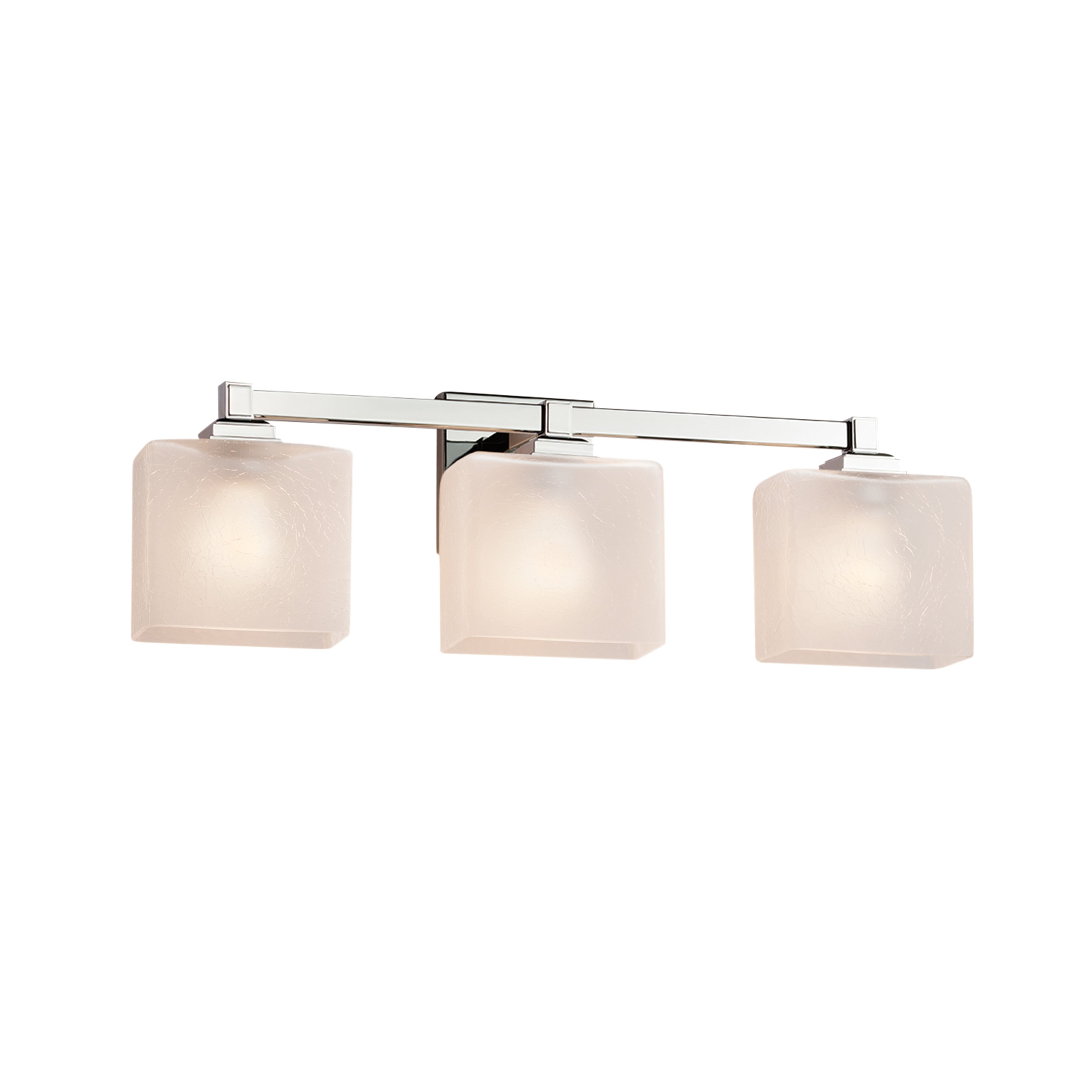 Justice Design Group Fusion Regency 3 Light Polished Chrome Bath Bar Frosted Crackle Rectangle Shade